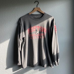 Vintage Champion Boston College Hockey Grey Long-Sleeve Large - Used